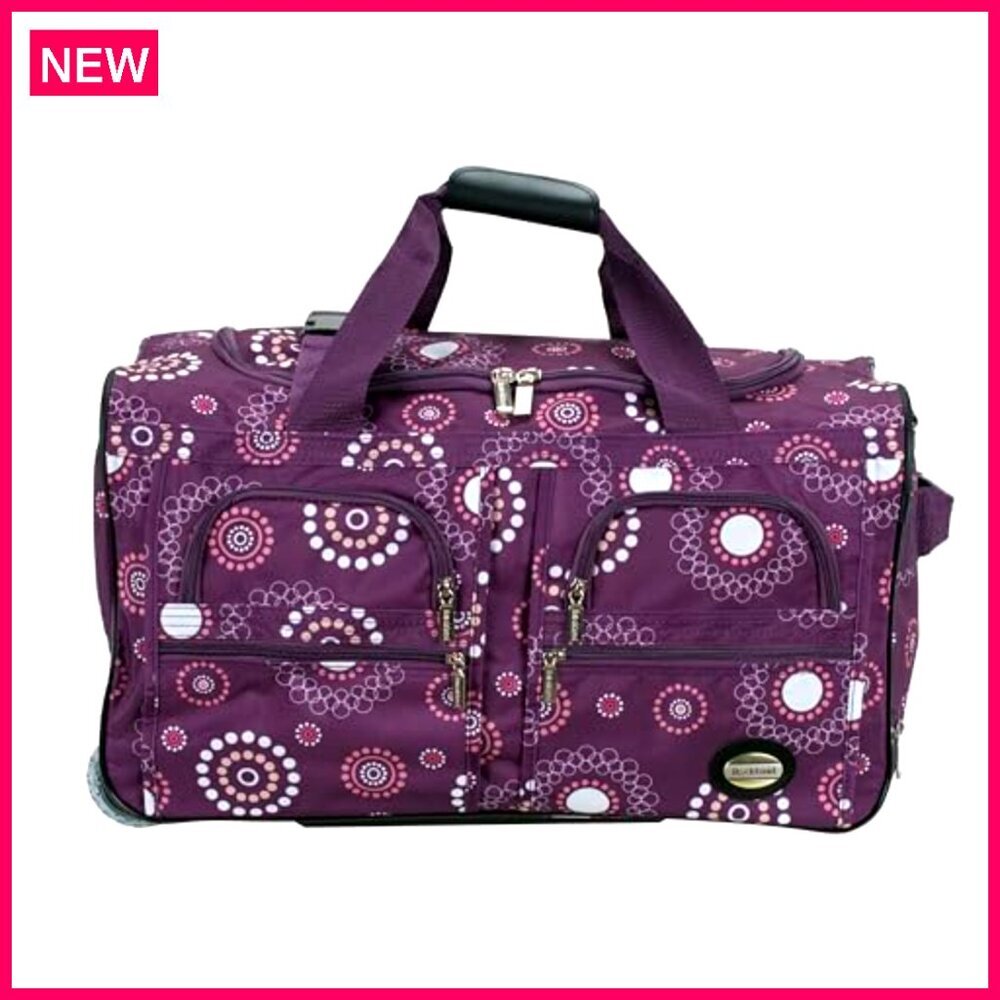 22 Inch Rolling Duffel Bag with Skate Wheels, Heavy Duty Polyester Travel - Picture 3 of 8